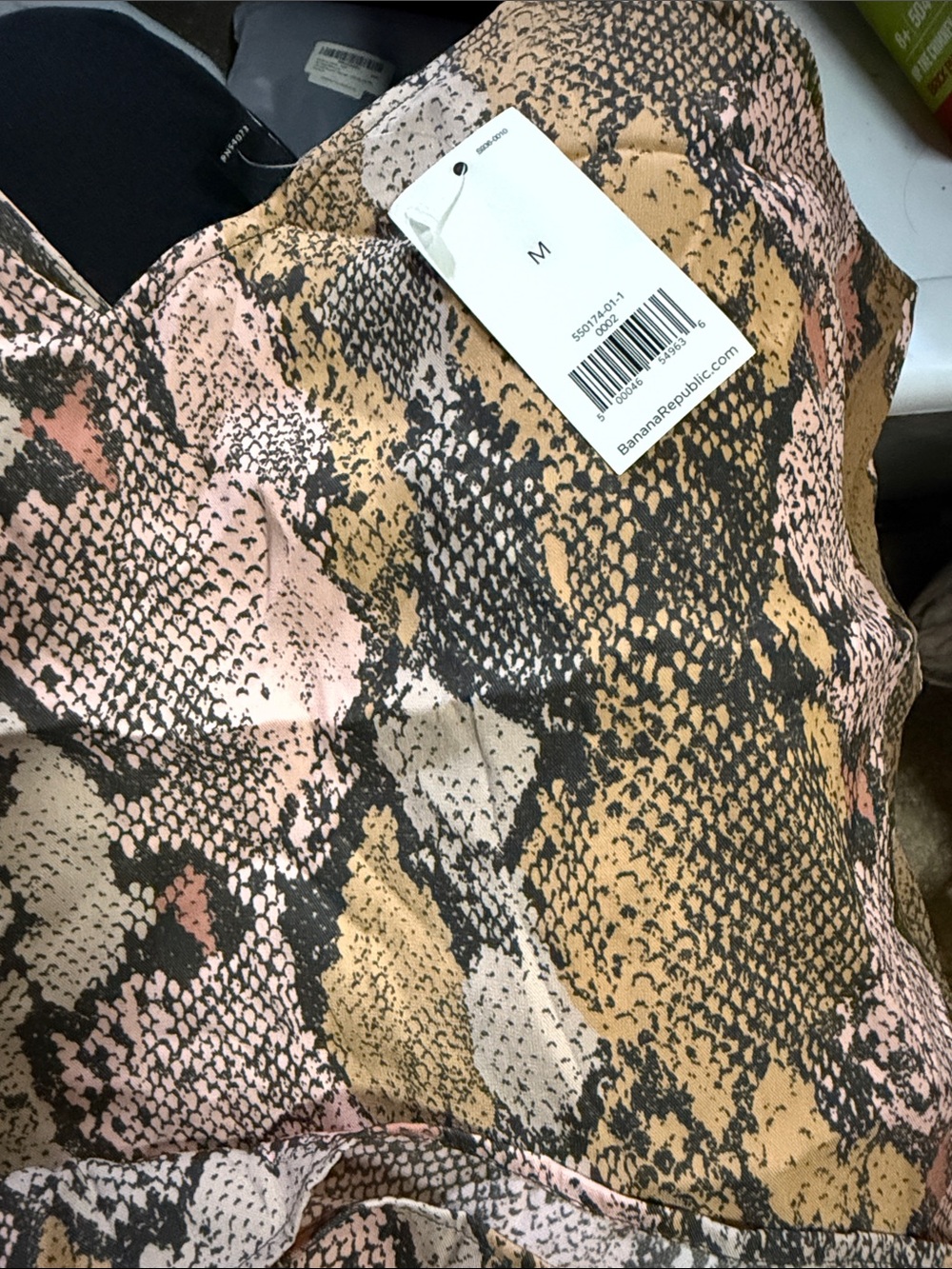 Banana Republic Pink Tan Black Snake-Print sleeveless top